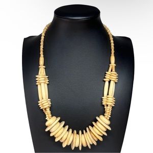 Africa VTG 80's Hand Crafted Coconut Shell Beaded Necklace Natural 21"